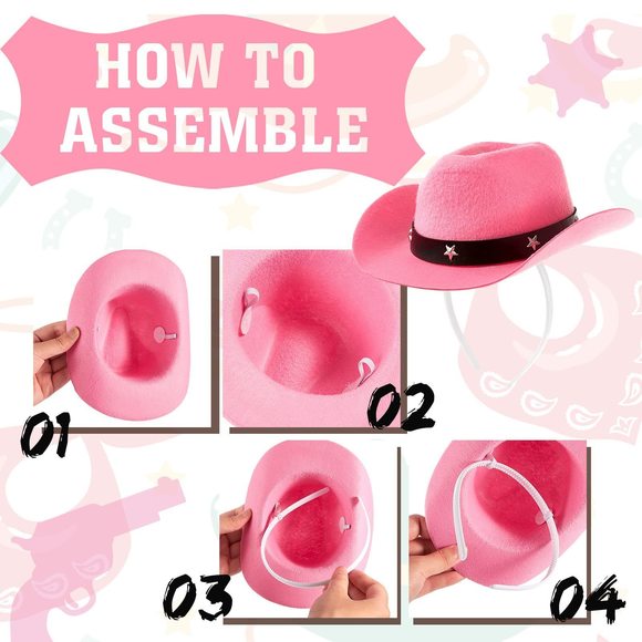6 Pcs Cowboy Hat Headbands Birthday Costume Accessoriess Cowgirl Hat Women🦑 - Picture 3 of 7